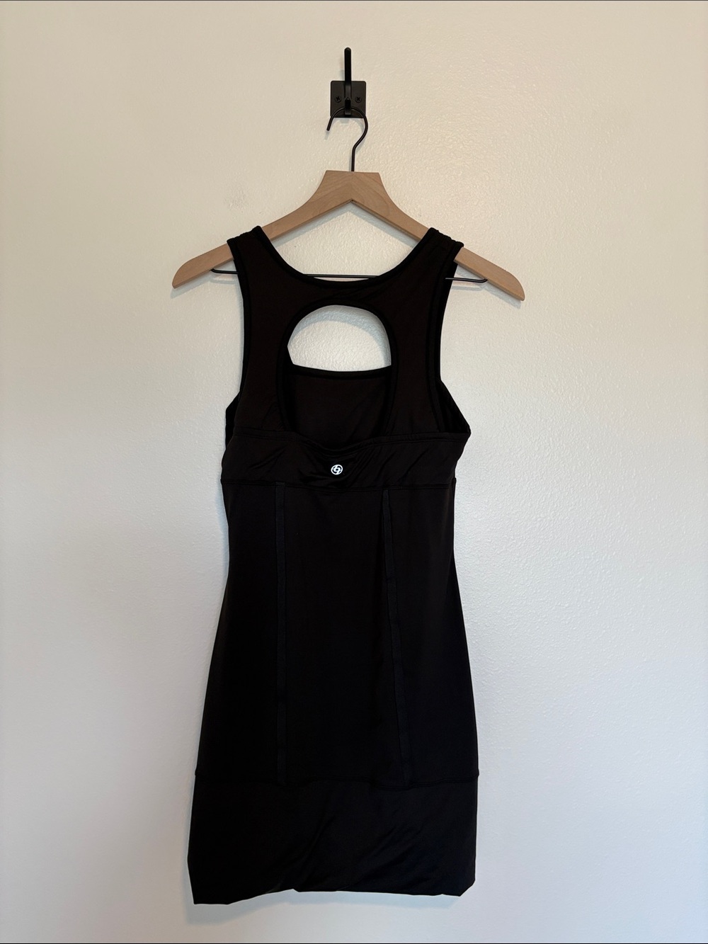 Lija Stretchy Jerseu Knit Sleeveless Square Neck Athletic Dress Black Medium - Picture 5 of 8